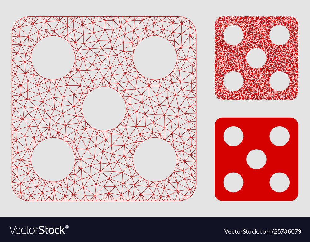 Dice mesh 2d model and triangle mosaic icon Vector Image Dice mesh 2d model and triangle mosaic icon