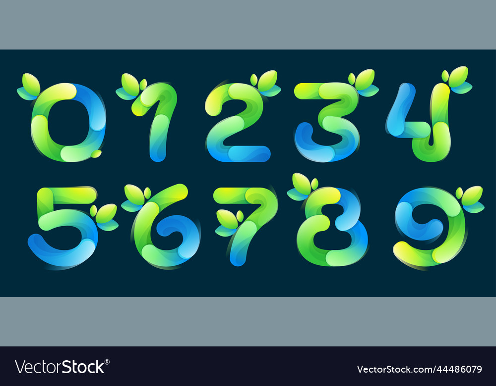 Eco numbers set with gradient lines green