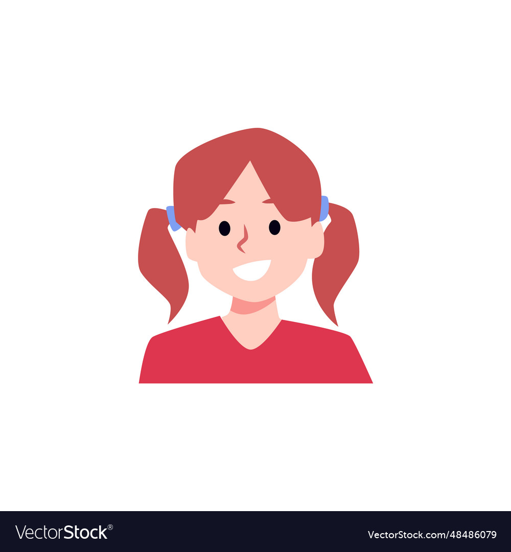 Happy smiling girl with two ponytails flat Vector Image