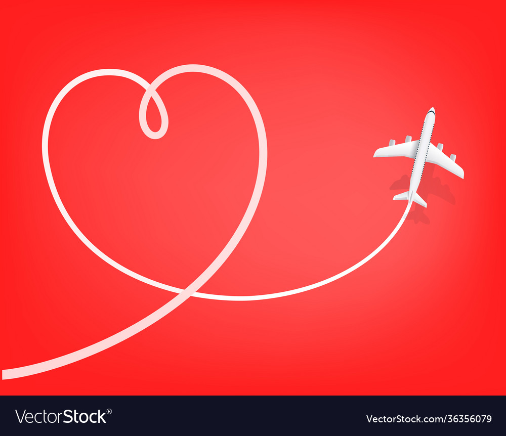 Honeymoon travel destination airplane drawing Vector Image