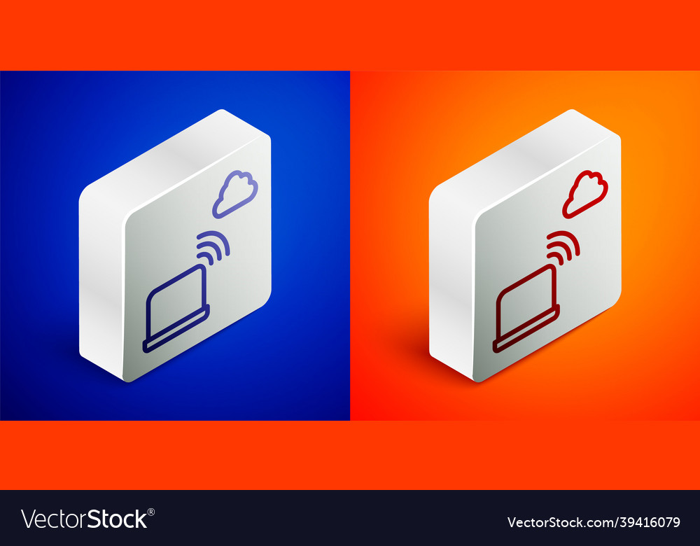 Isometric line network cloud connection icon vector image Isometric line network cloud connection icon
