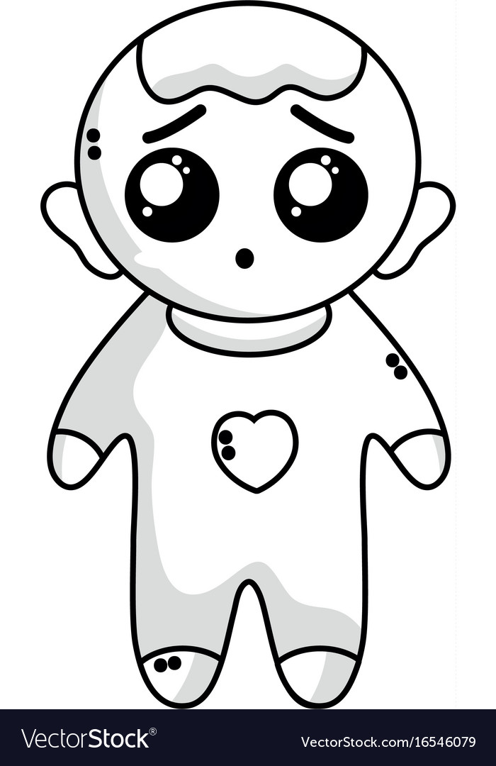 Line Cute Baby Boy With Hairstyle And Clothes Vector Image