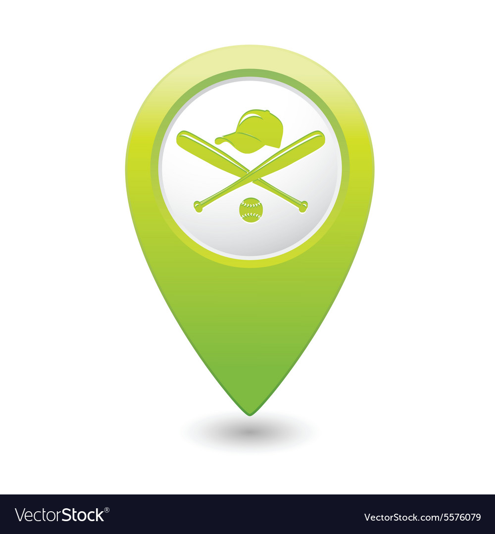 Map pointer with baseball icon