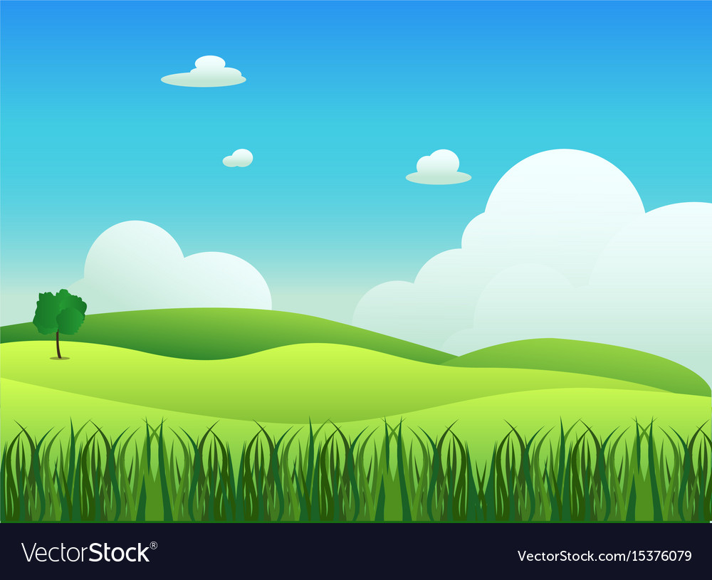 Meadow landscape with grass foreground Royalty Free Vector