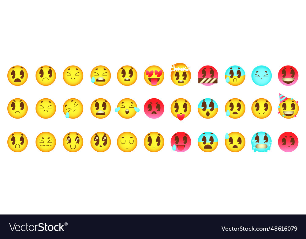Retro emoji set with gradient Vector Image Retro emoji set with gradient