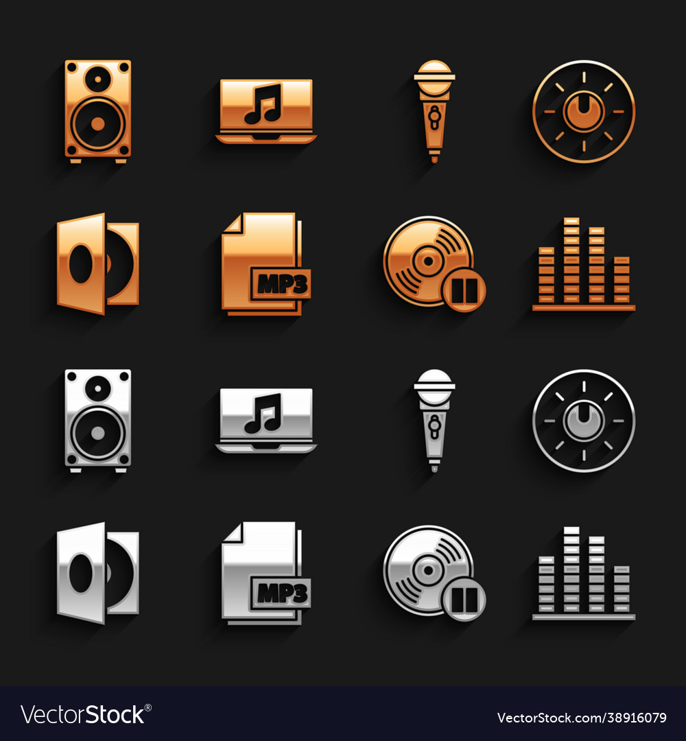 Set mp3 file document dial knob level technology Vector Image Set mp3 file document dial knob level technology