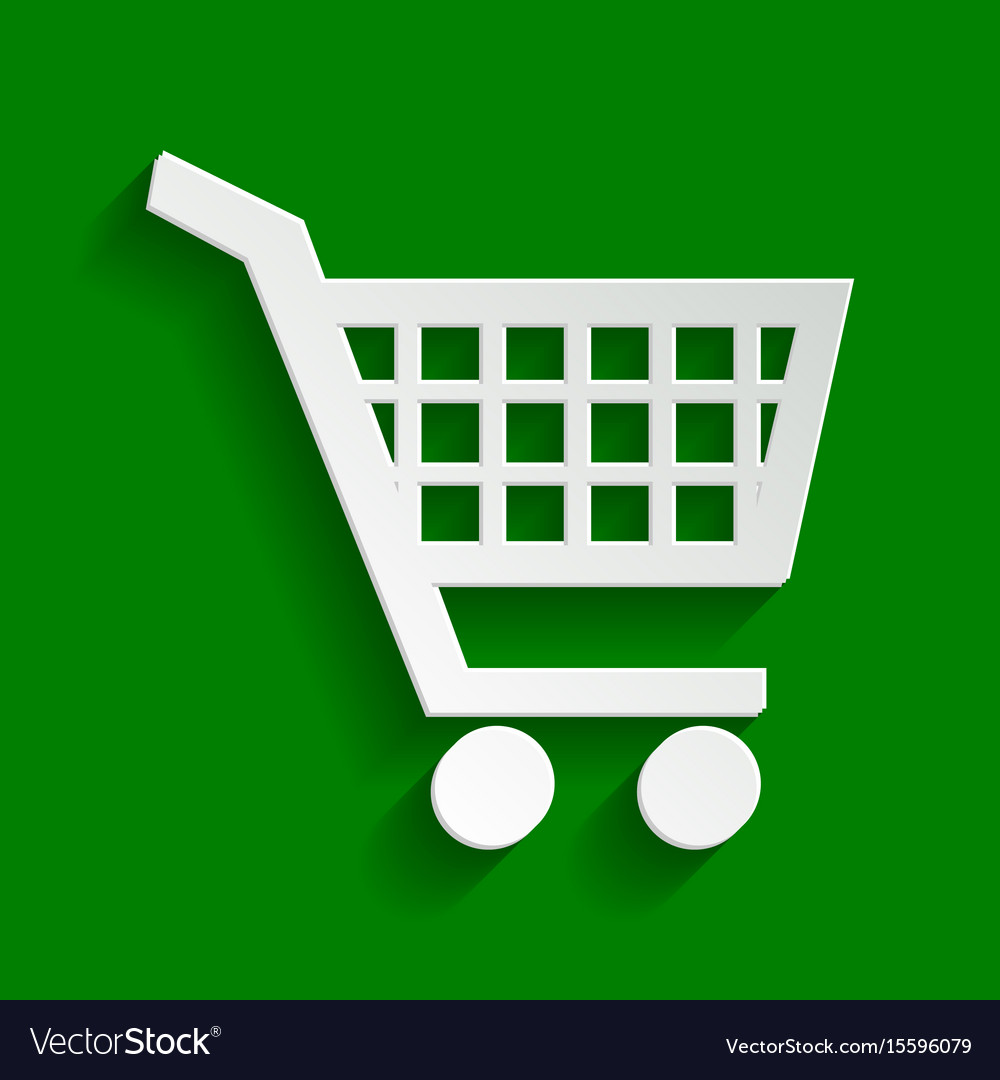 Shopping cart sign paper whitish icon Royalty Free Vector