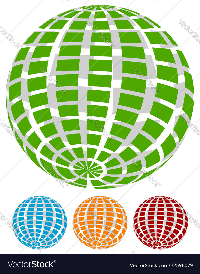 Sphere with grid of squares textured 3d vector image Sphere with grid of squares textured 3d