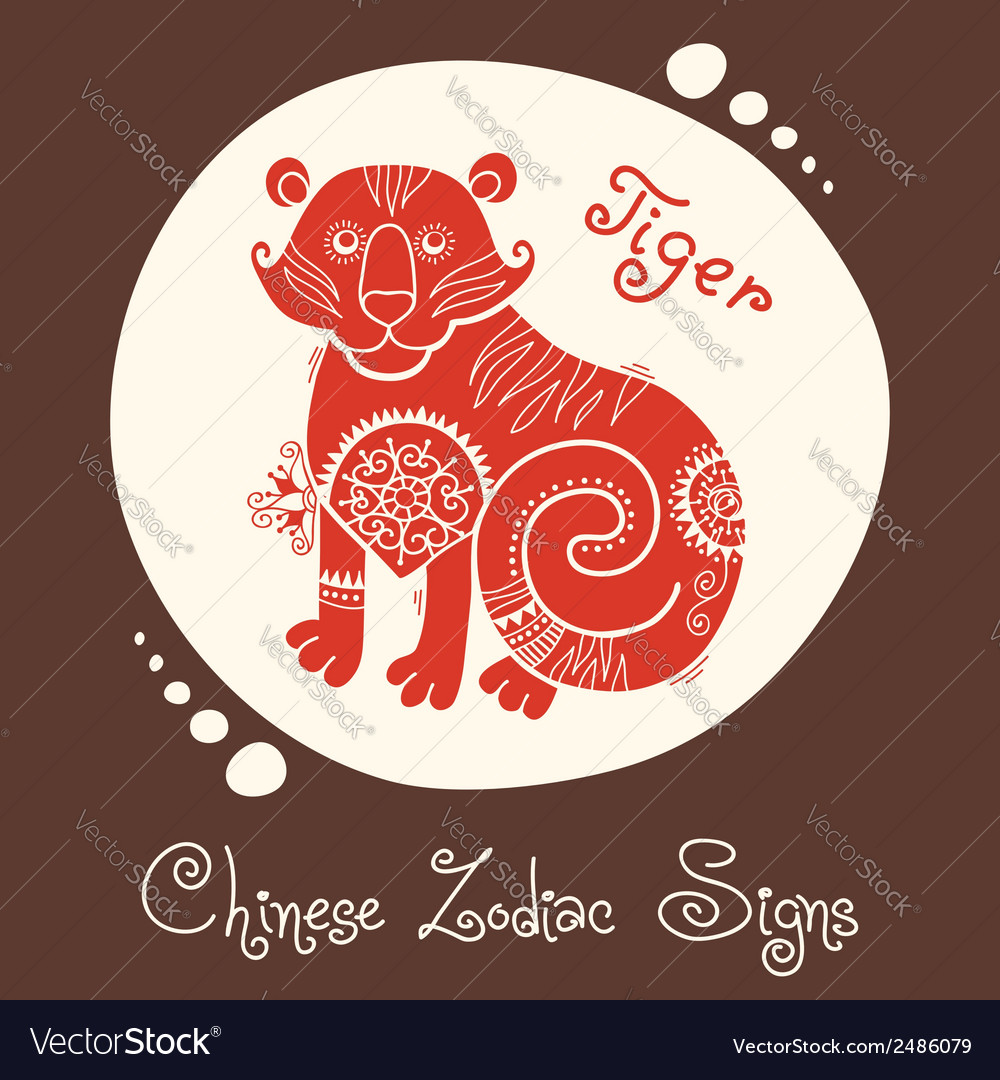 Tiger chinese zodiac sign Royalty Free Vector Image