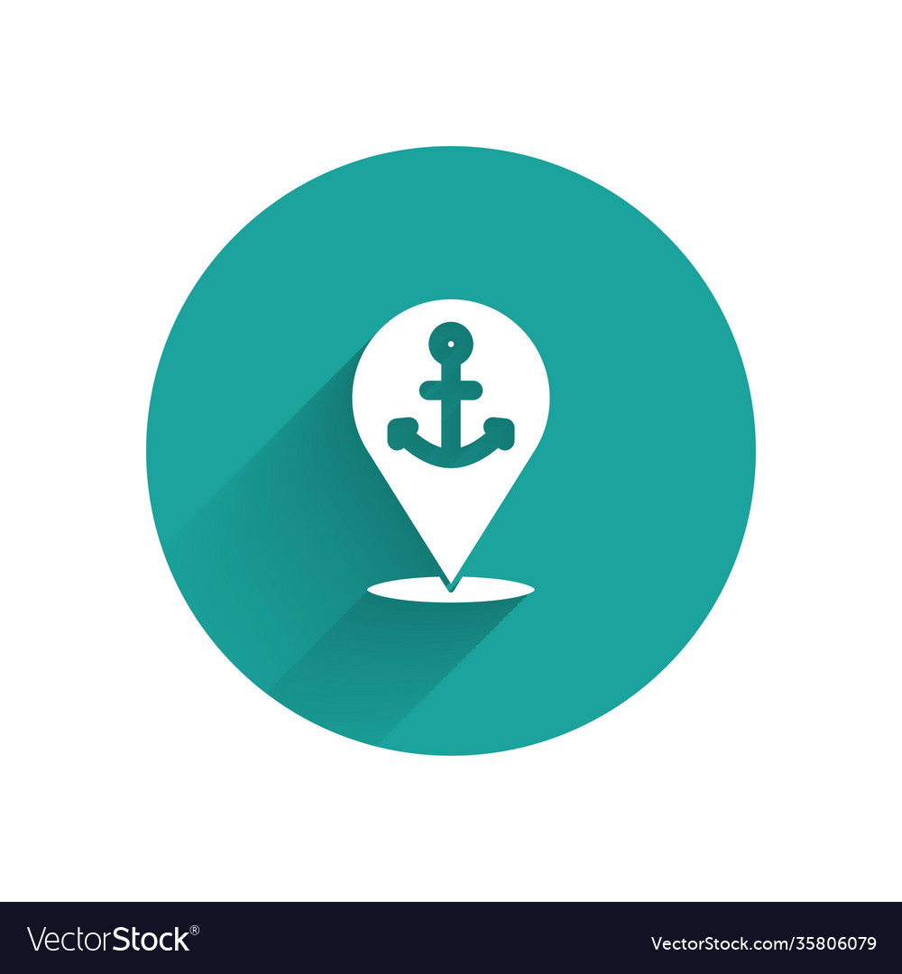 White map pointer with anchor icon isolated vector image White map pointer with anchor icon isolated