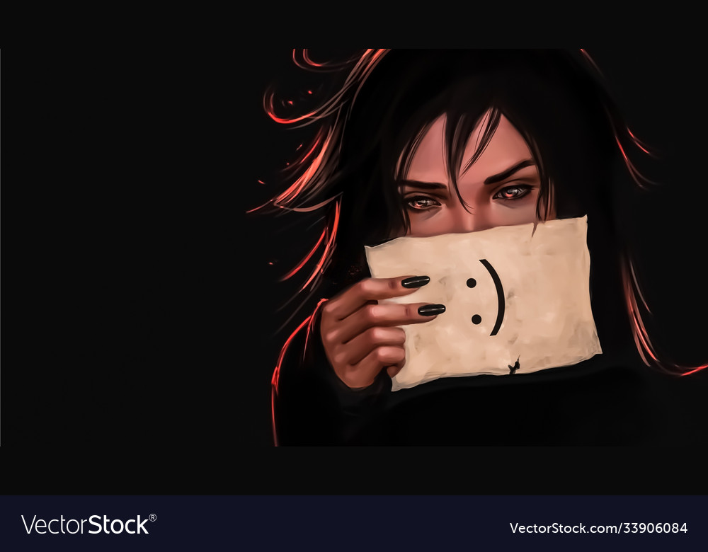 Premium Vector  Sad anime girl.