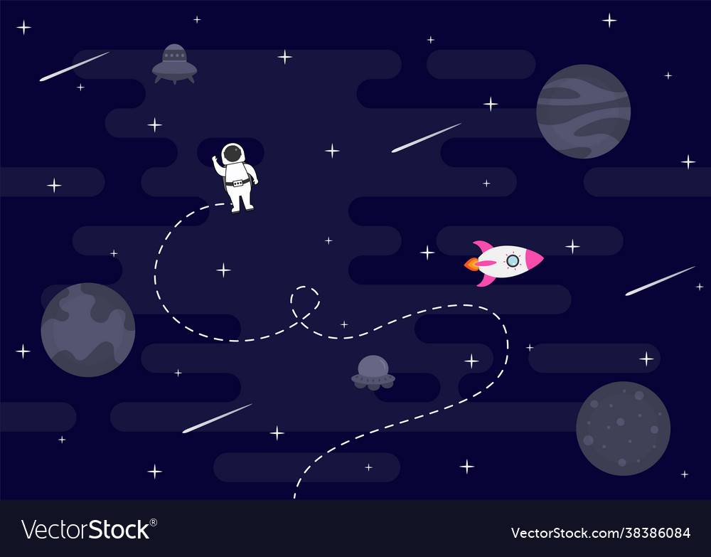 Astronaut with rocket for explore in outer space Vector Image Astronaut with rocket for explore in outer space