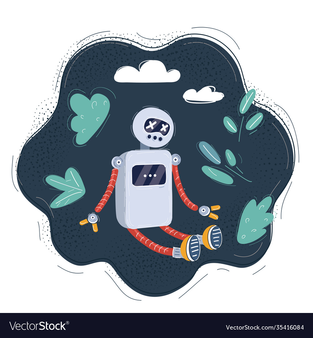 Broken robot character vector image Broken robot character