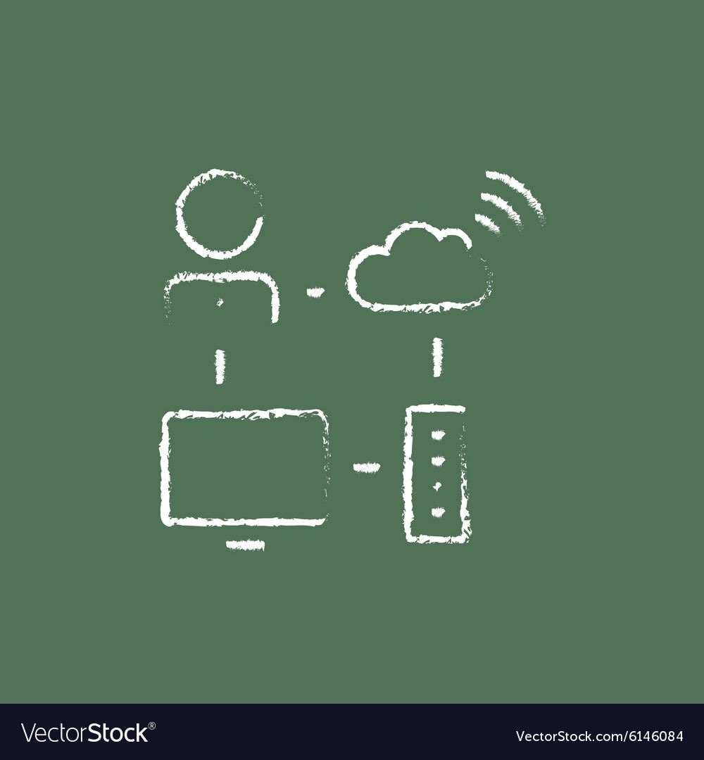 Cloud computing icon drawn in chalk