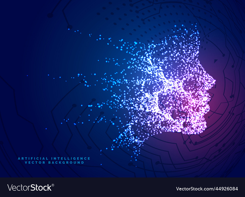 Digital particle face technology concept