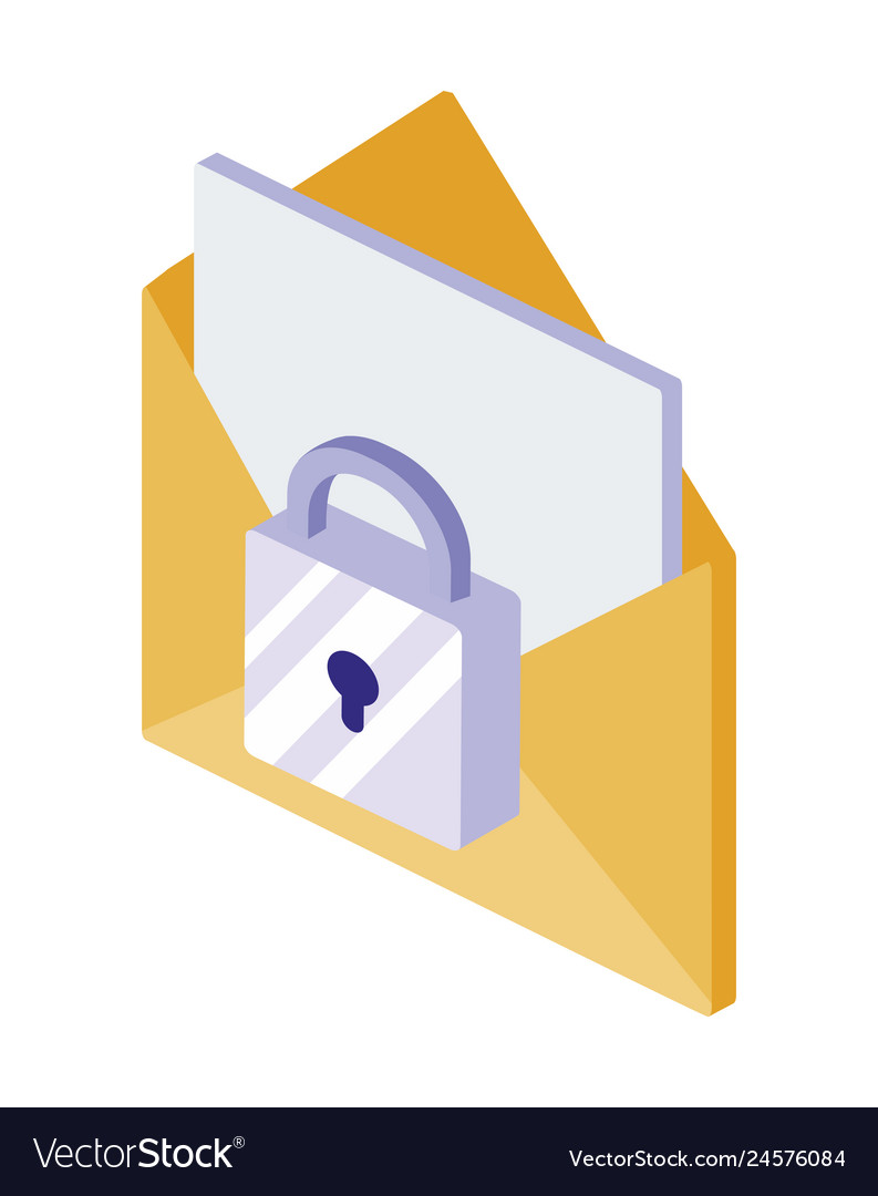 Envelope mail with padlock