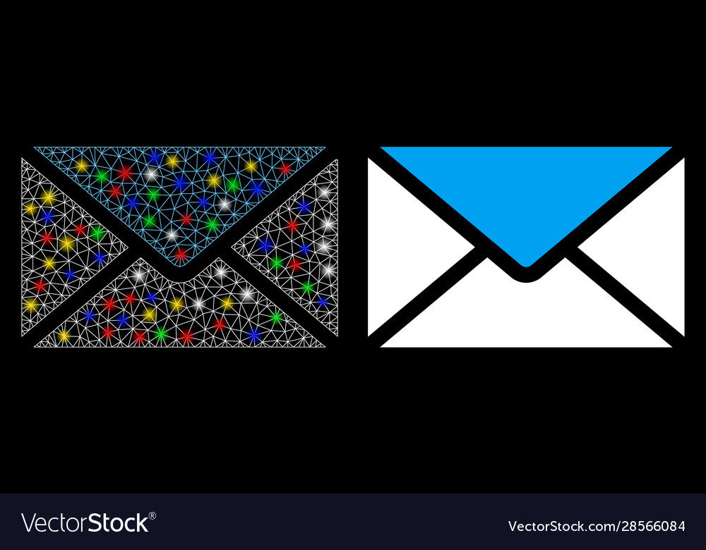 Flare mesh wire frame mail icon with spots