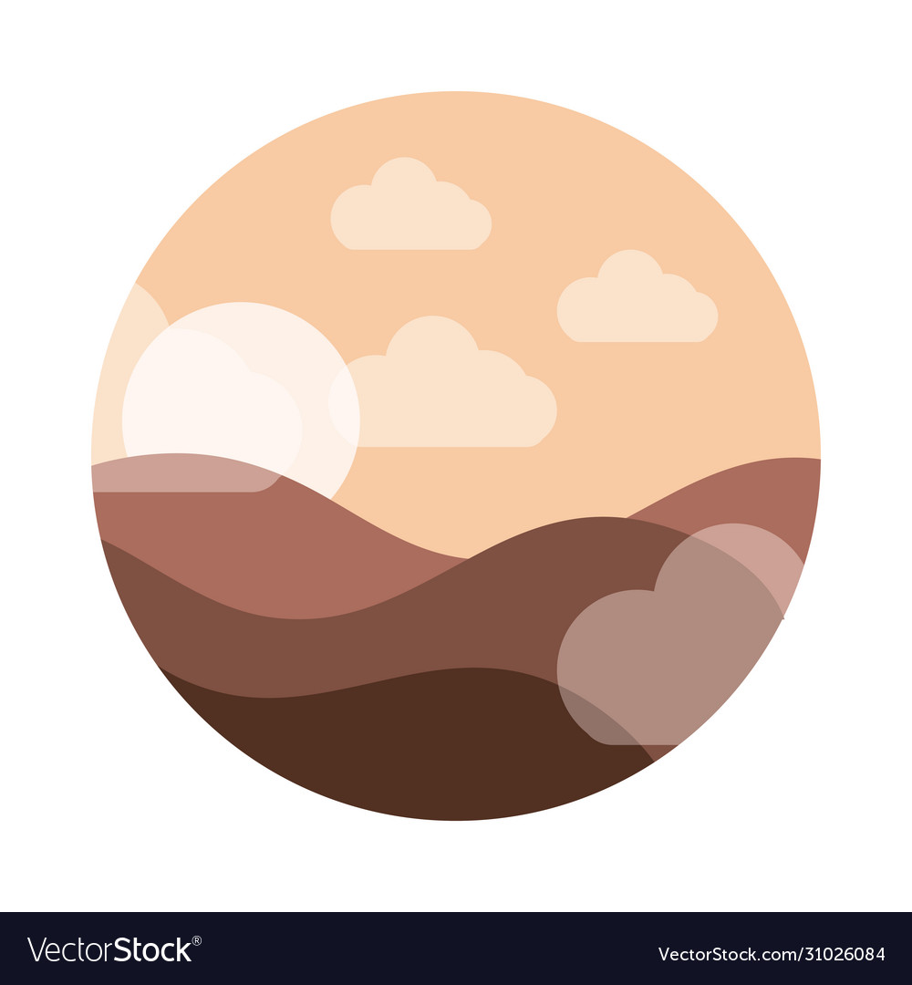 Landscape nature sun sand dunes sky flat style