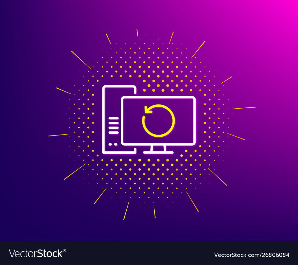 Recovery computer line icon backup data sign