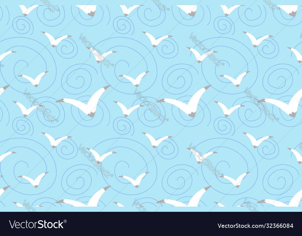 Seabird seamless pattern in sky Vector Image Seabird seamless pattern in sky