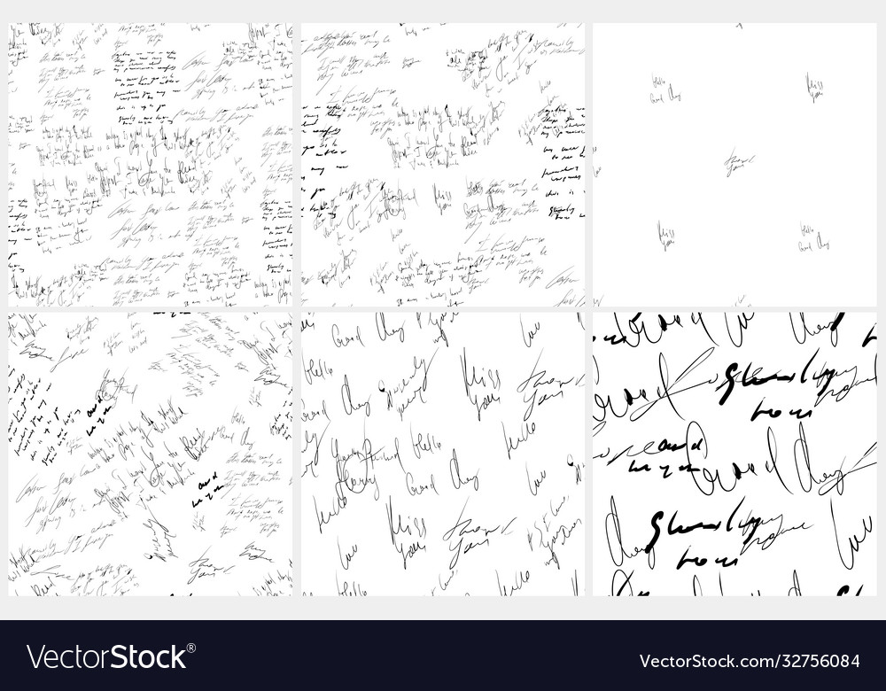 Seamless abstract text pattern set handwritten vector image Seamless abstract text pattern set handwritten
