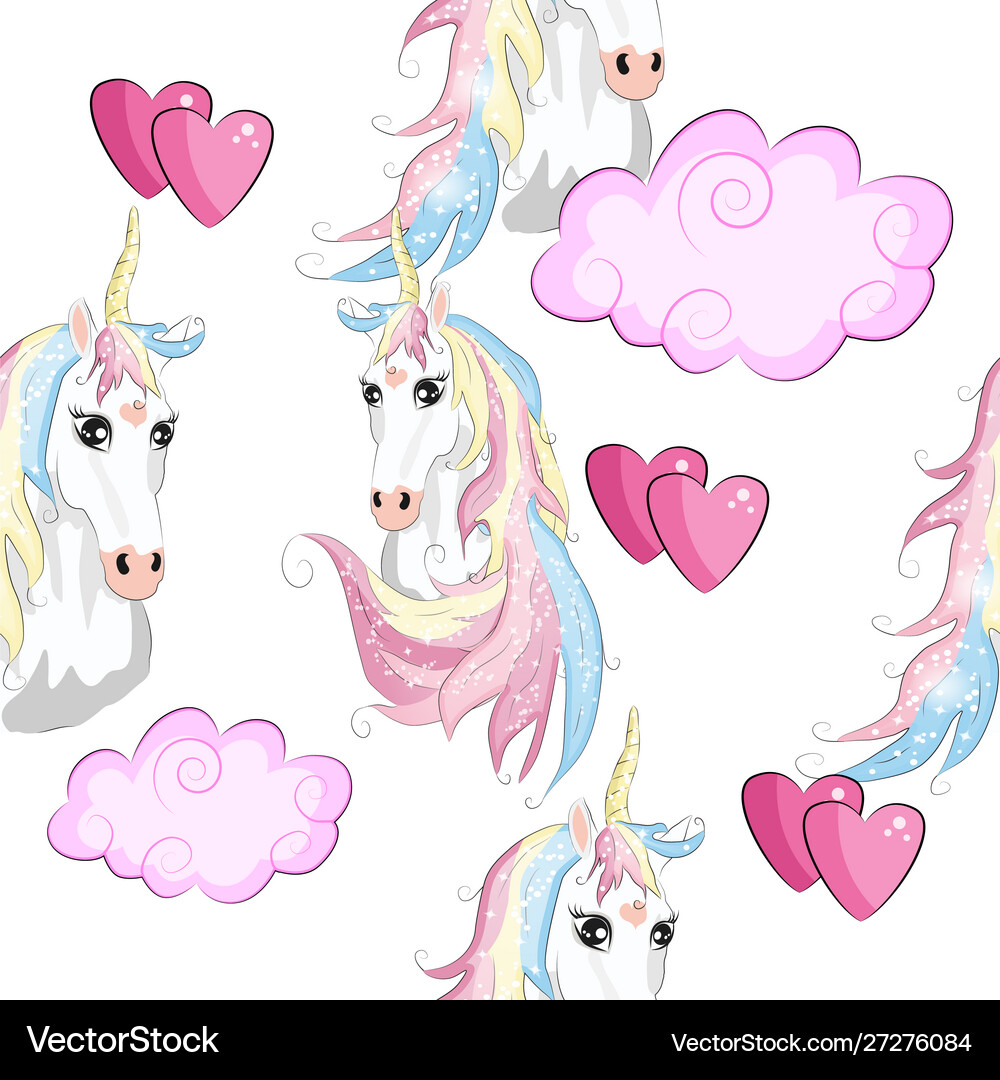 Seamless unicorn pattern magic background Vector Image