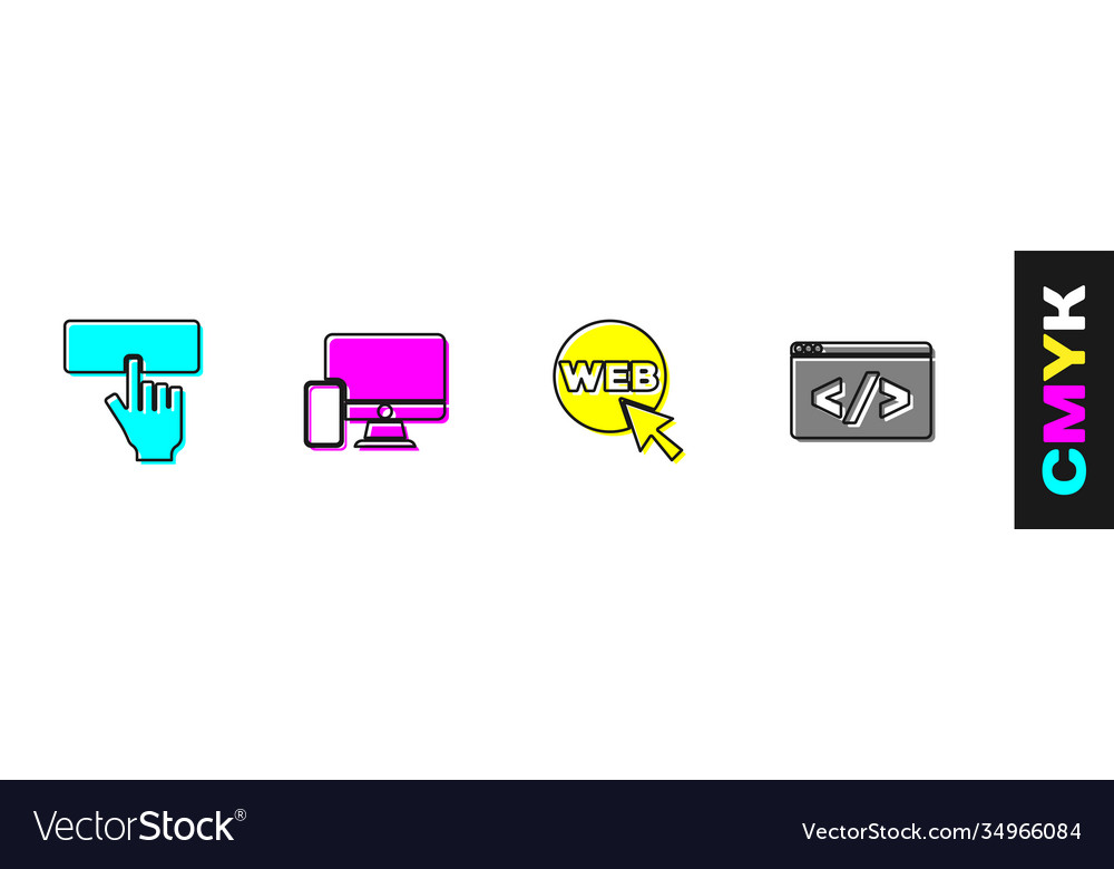 Set keyboard monitor and mobile web graphic vector image Set keyboard monitor and mobile web graphic