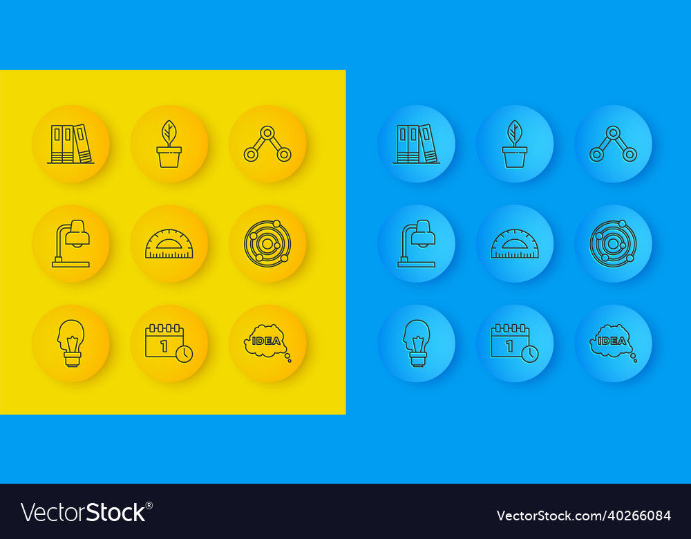 Set line light bulb with concept of idea table vector image Set line light bulb with concept of idea table
