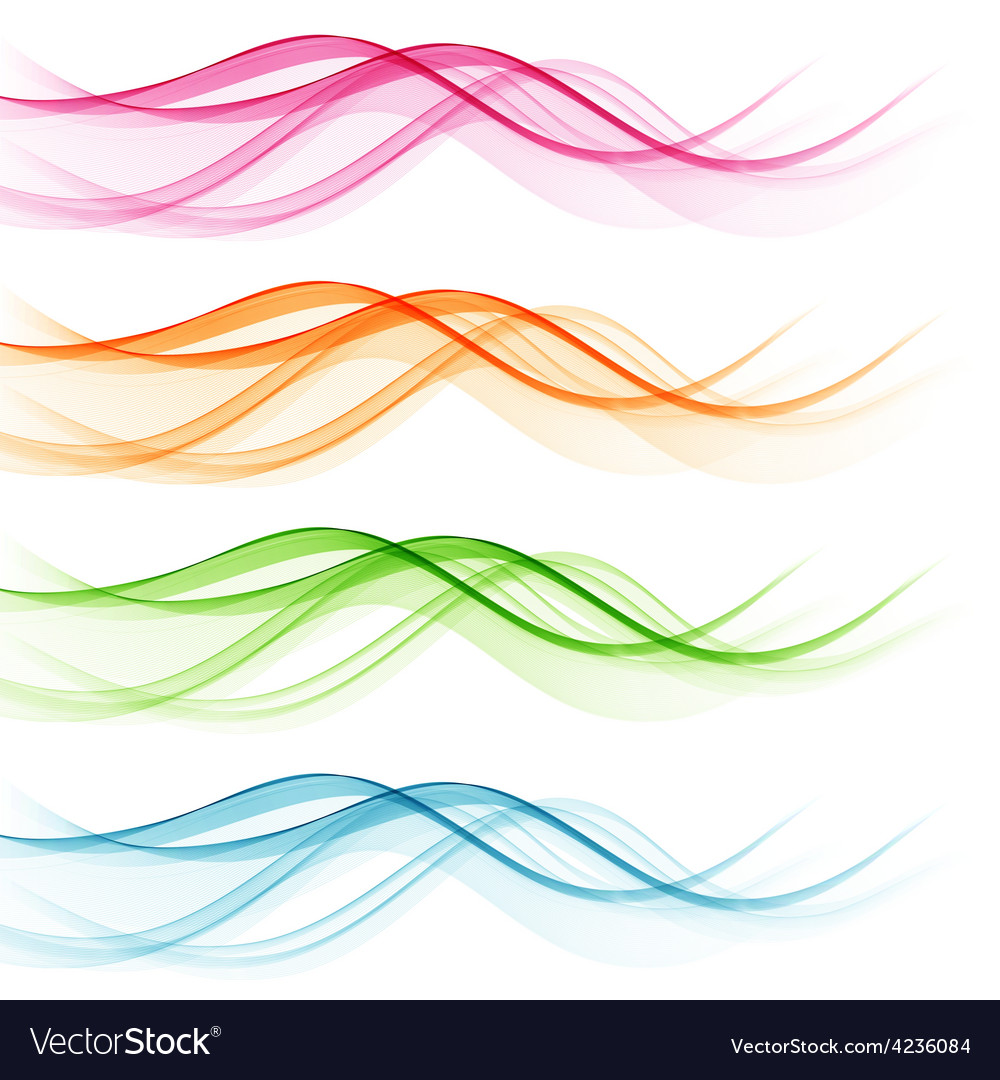 Set Of Abstract Color Wavy Lines Royalty Free Vector Image