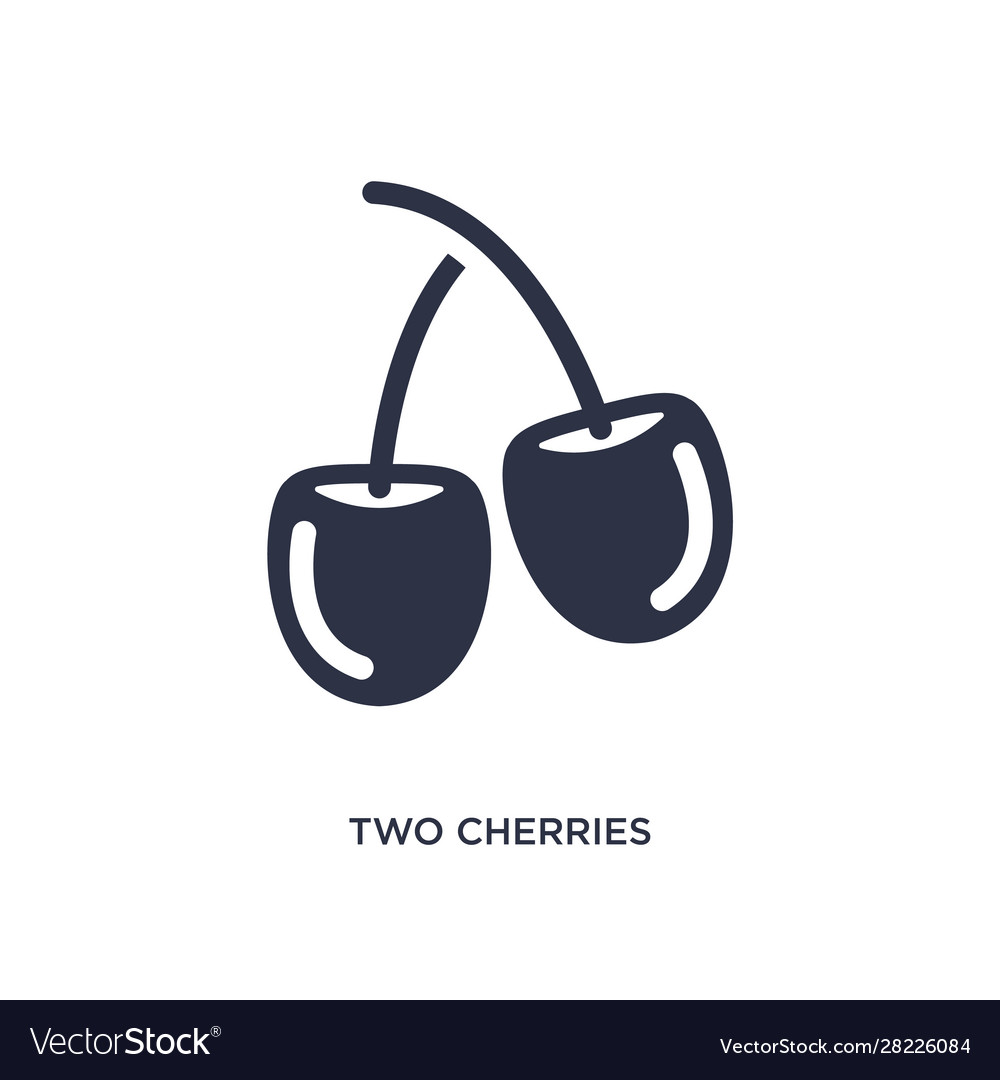 Two cherries icon on white background simple