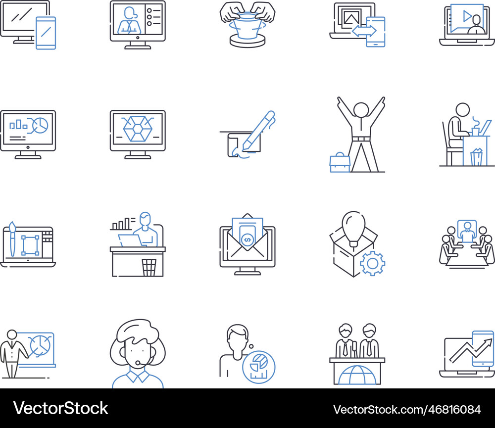 Working breakfast line icons collection Royalty Free Vector