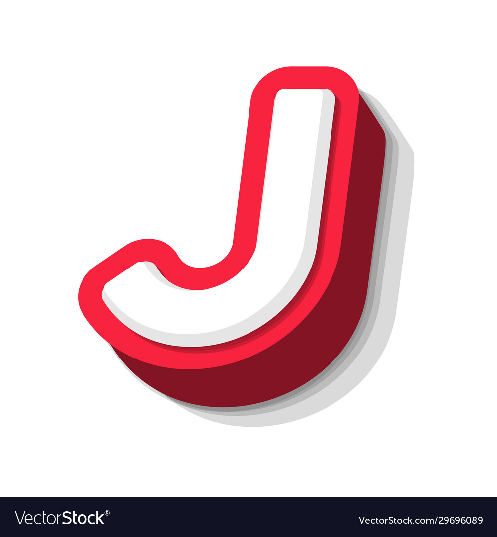 3d bold funny letter j heavy type for modern Vector Image