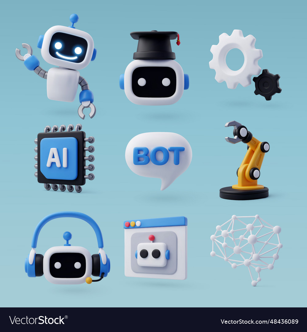3d icon of ai in science and business technology