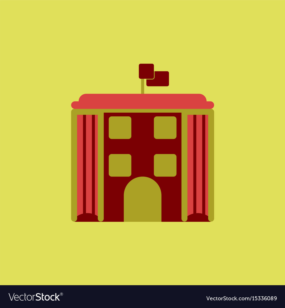 Architecture building and columns with flag