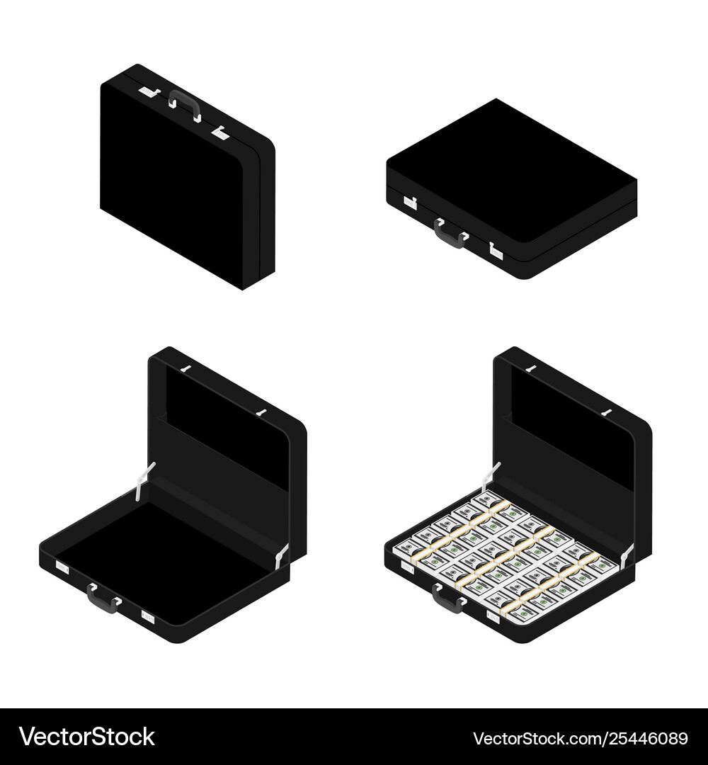 Black briefcase set Royalty Free Vector Image - VectorStock