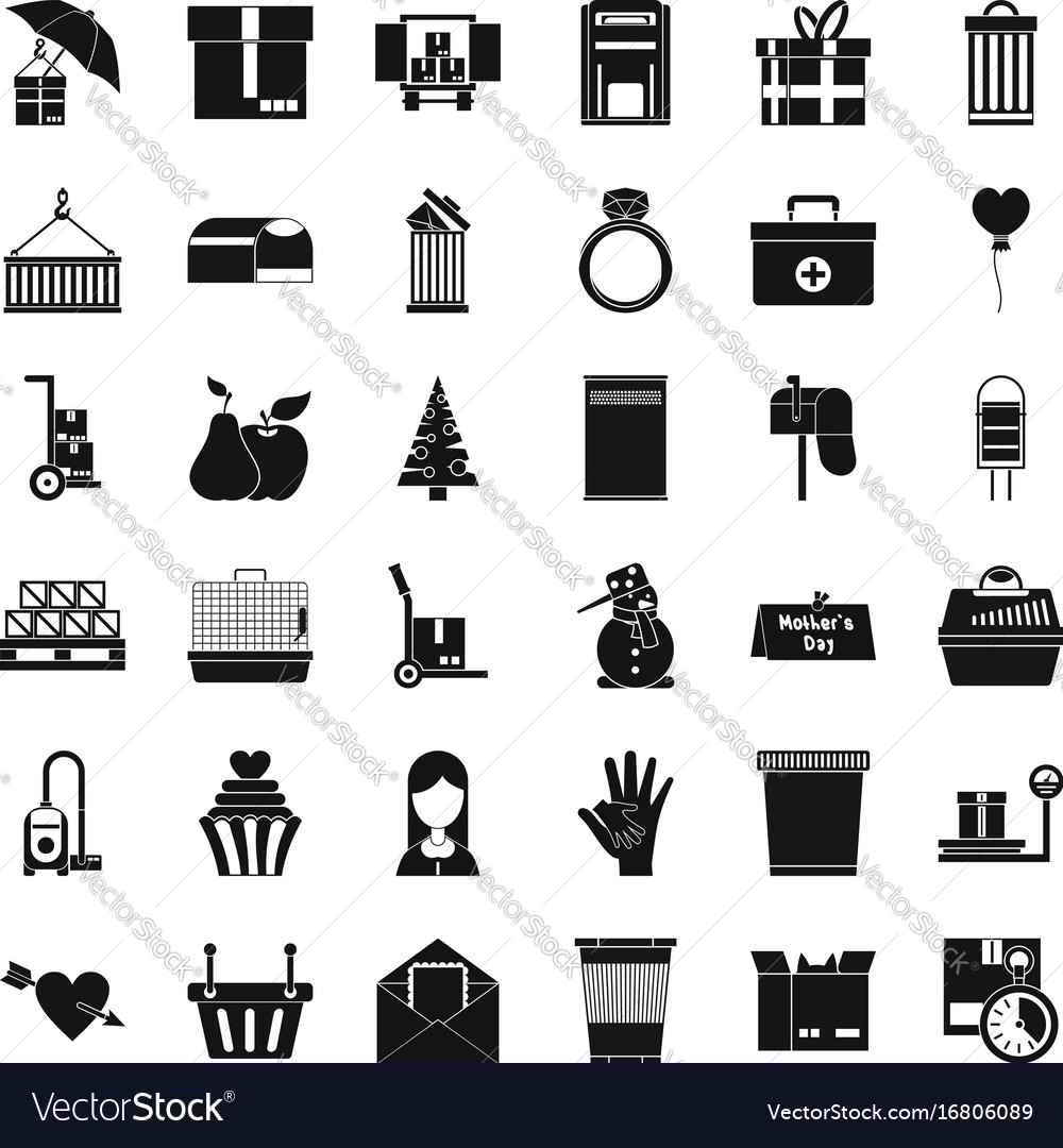 Box in truck icons set simple style Royalty Free Vector