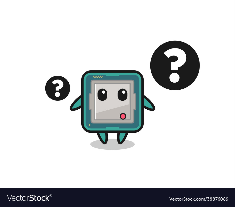 Cartoon processor with question mark vector image Cartoon processor with question mark