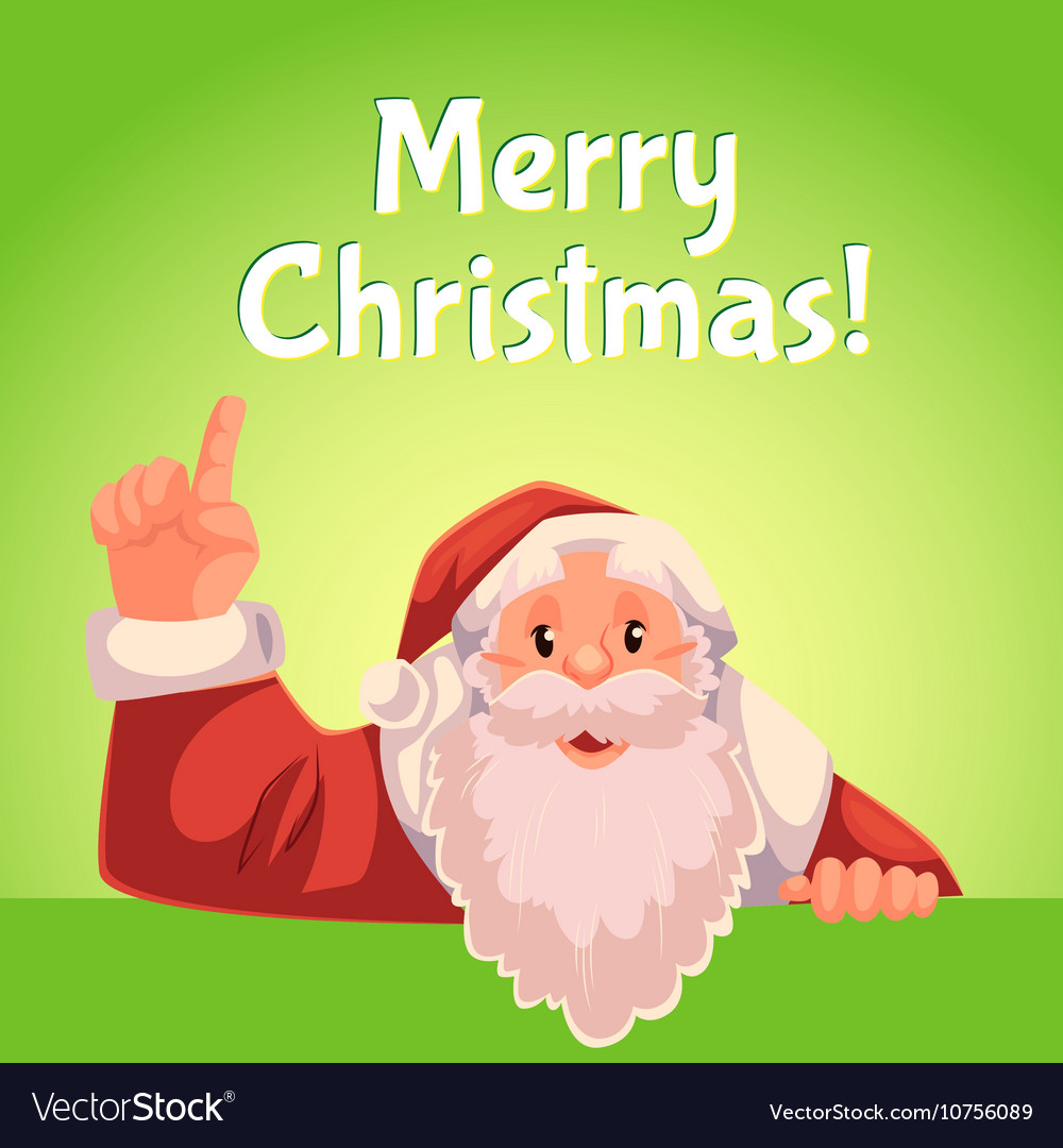 Christmas greeting card with cartoon santa claus