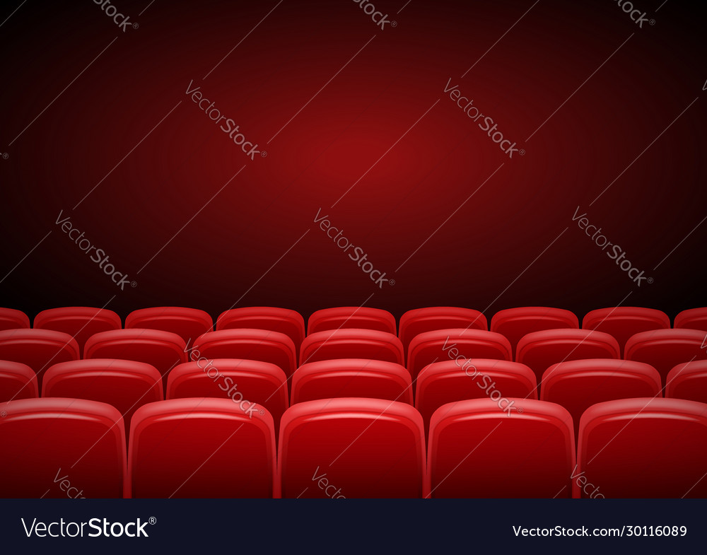 Cinema hall mock up with red seats showtime