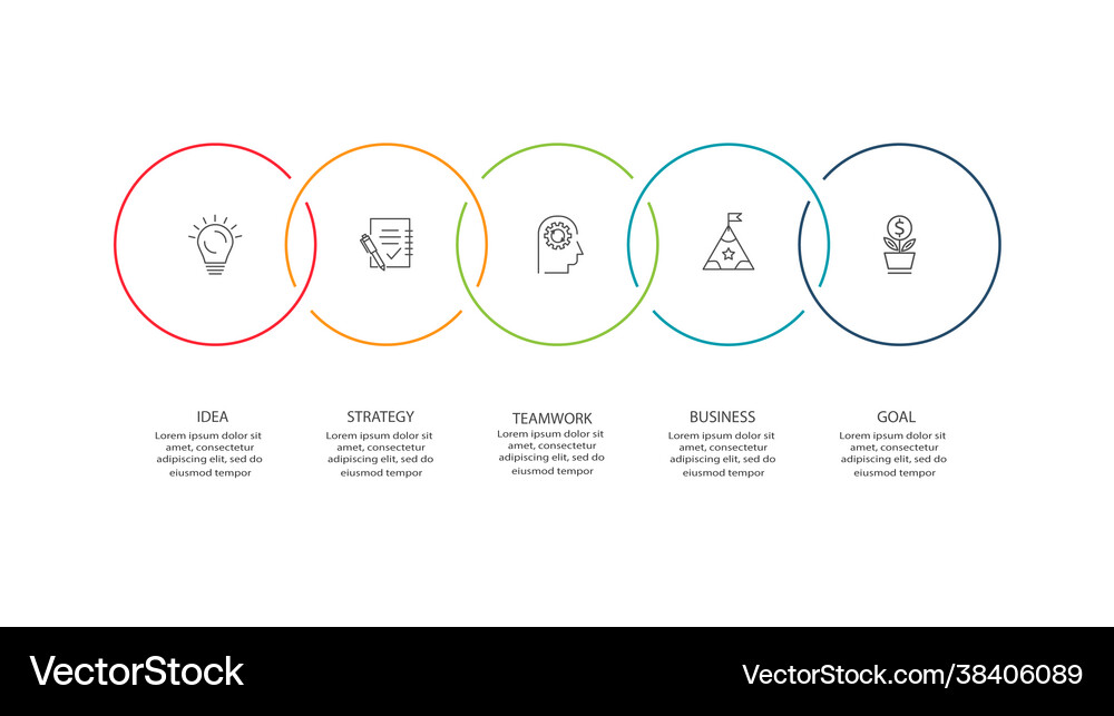Circle elements graph diagram with 5 steps Vector Image