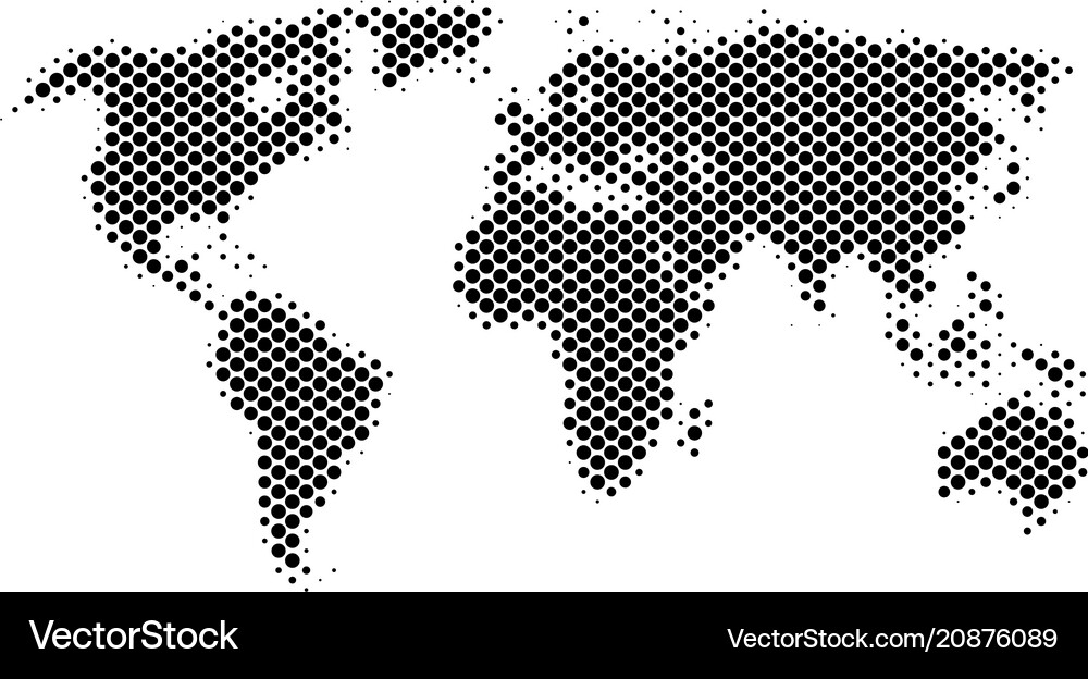 Halftone schematic world map Royalty Free Vector Image