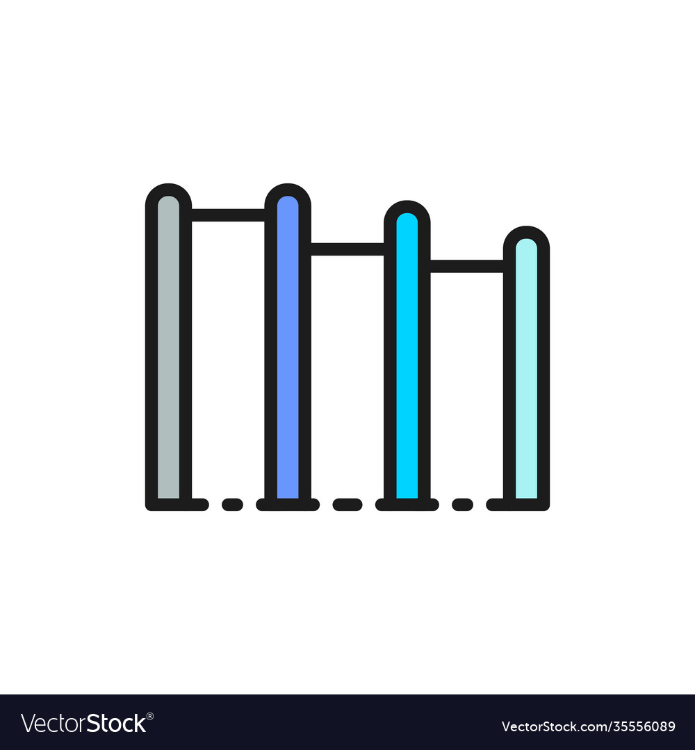 Horizontal crossbar playground flat color line vector image Horizontal crossbar playground flat color line