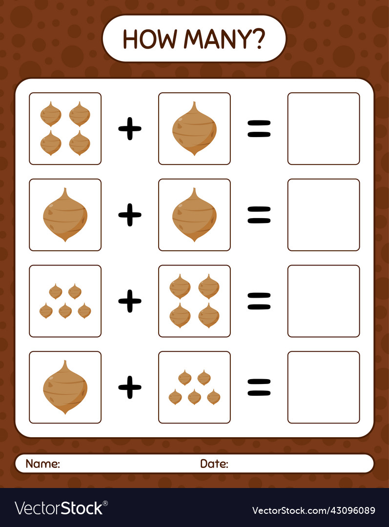 How many counting game with jicama worksheet vector image How many counting game with jicama worksheet