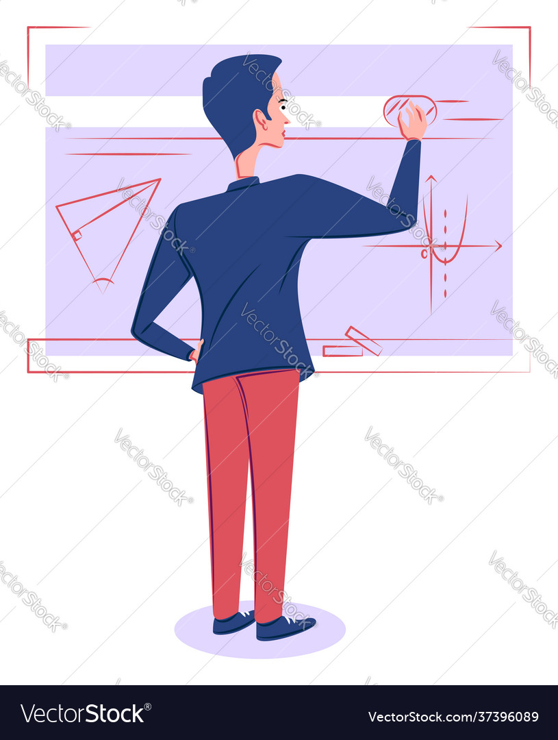 Math teacher in shadow sharp lines style vector image Math teacher in shadow sharp lines style