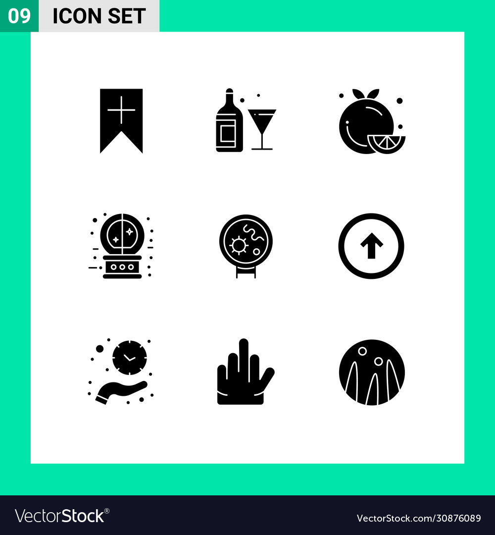 Mobile interface solid glyph set 9 pictograms