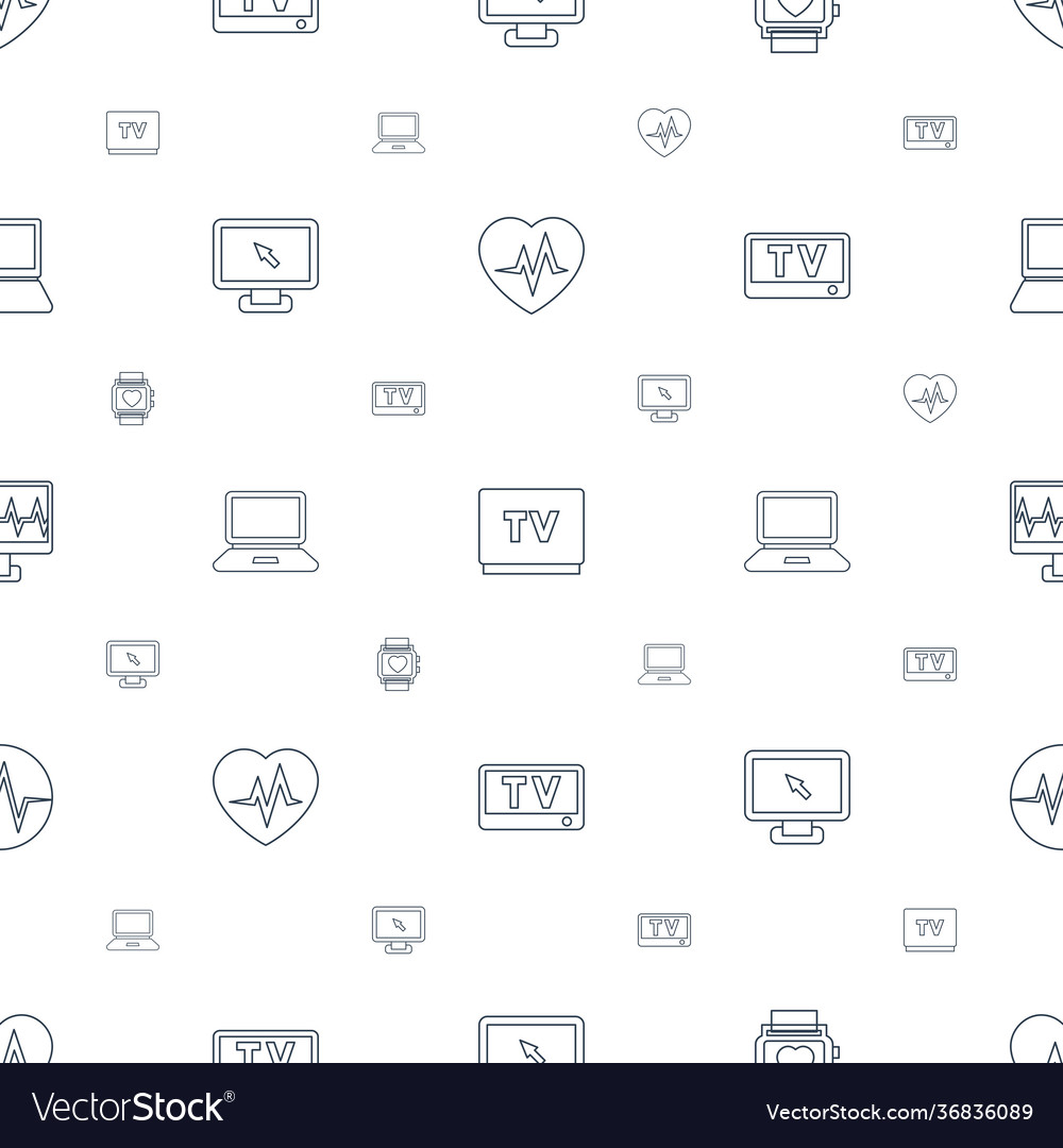 Monitor icons pattern seamless white background