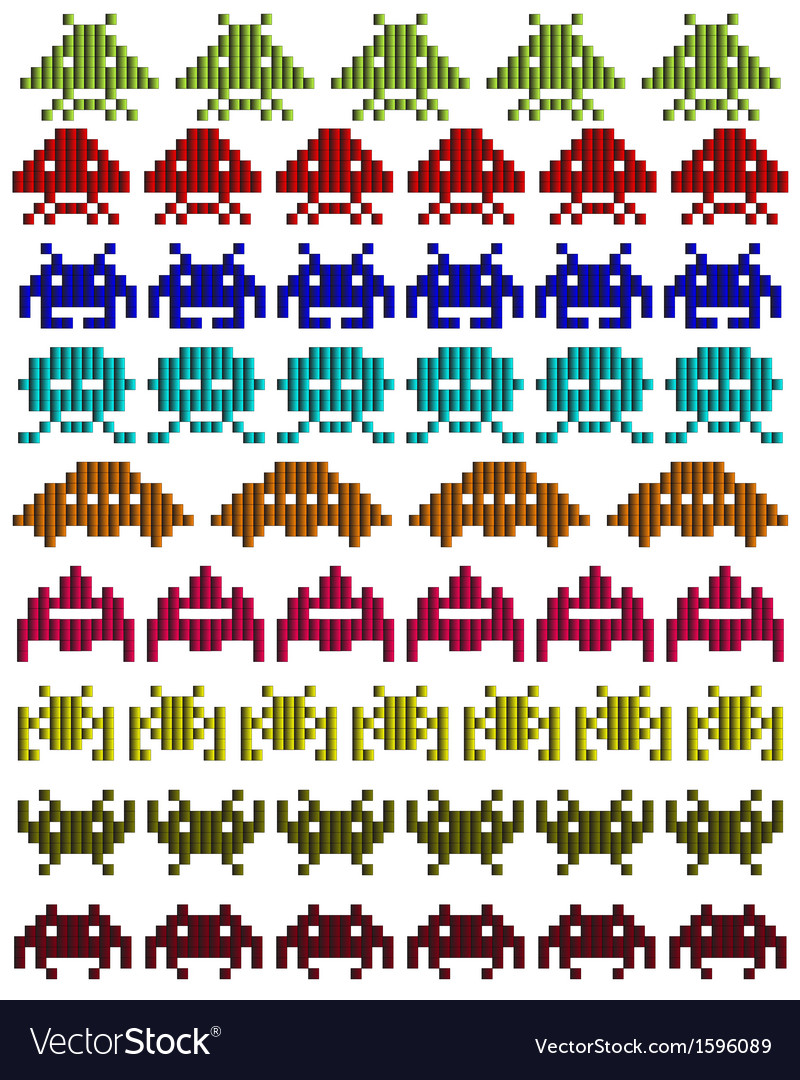 Multicolored space invaders