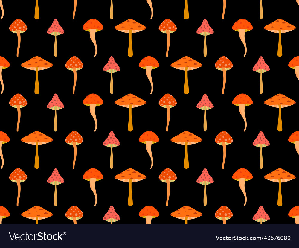 Mushrooms seamless pattern with red Vector Image Mushrooms seamless pattern with red