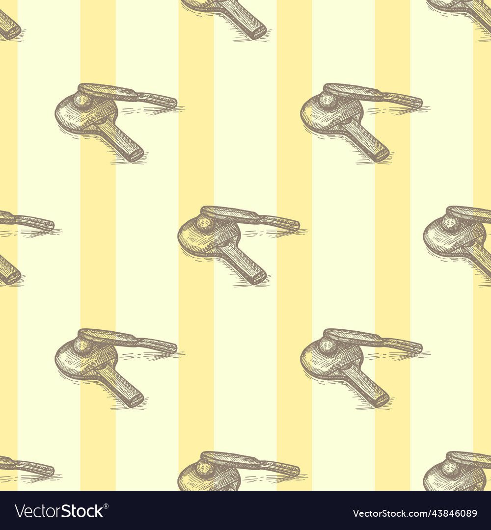 Ping pong racket engraved seamless pattern