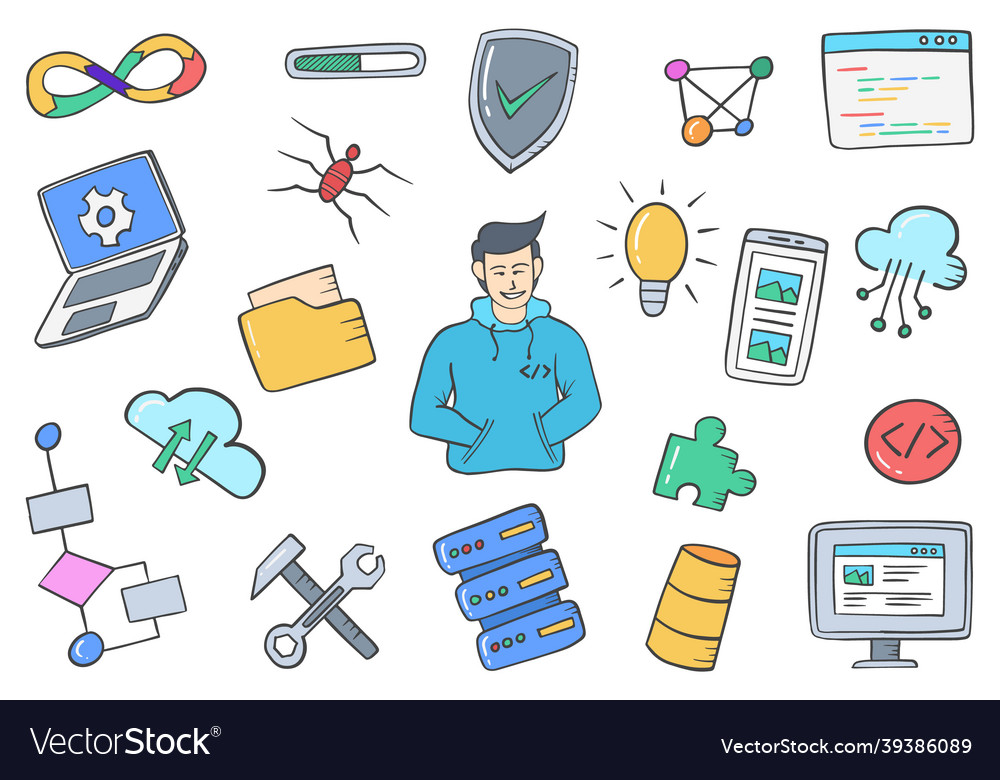 Programmer or app developer jobs profession vector image Programmer or app developer jobs profession